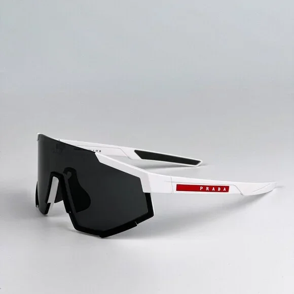 Prada PS04WSF TWK06F Sunglasses White Rubber Dark Grey Rectangle Unisex